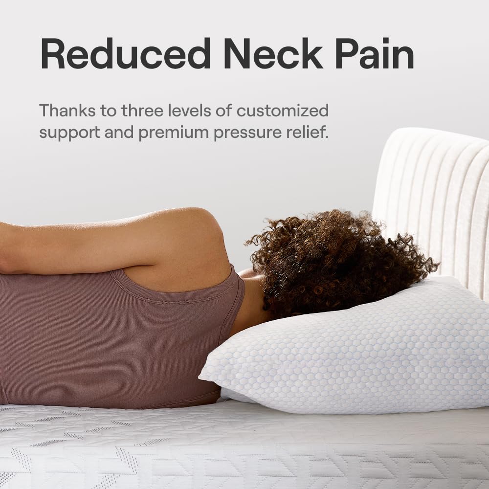 Nectar Tri-Comfort Pillow neck-support use illustrating proper alignment