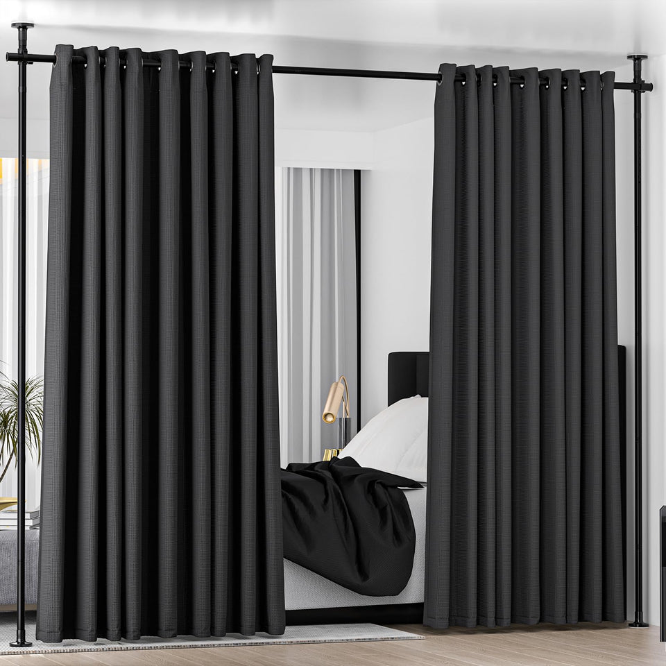 NECVHA Room Divider Rod, full extension, demonstrates flexible height for diverse spaces.