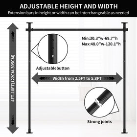 NECVHA Room Divider Rod, width adjustment, ideal for private zones in open areas.
