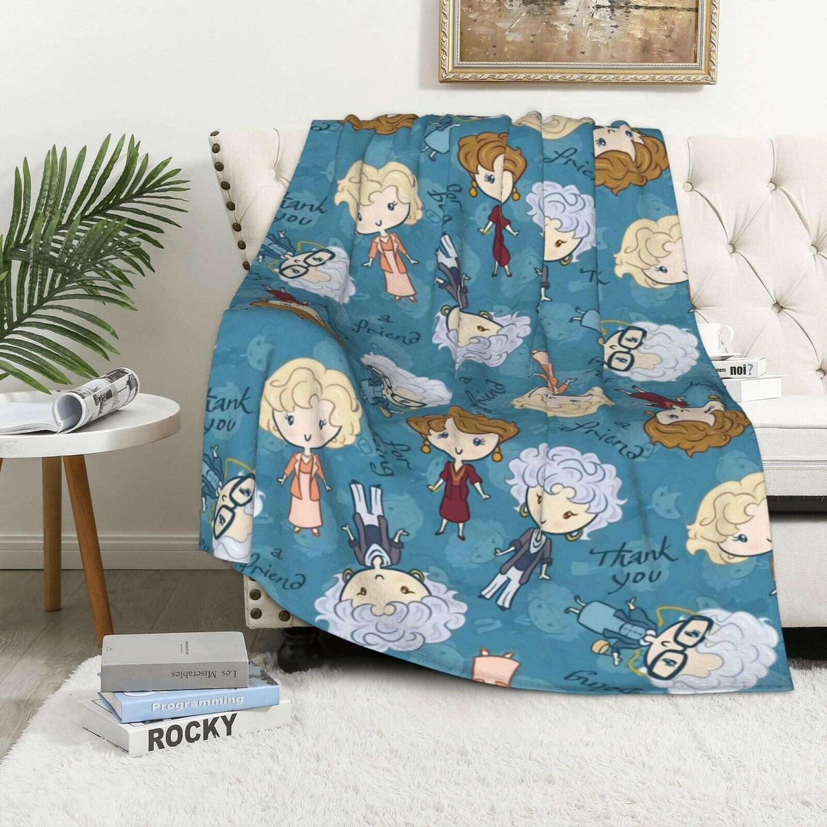 Neeparper Golden Girls blanket fabric close up shows soft texture