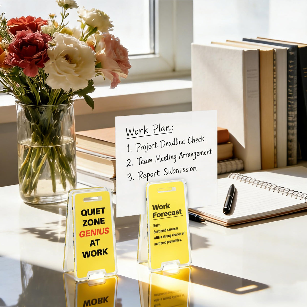 NefosLeuki note-clip desk sign keeps notes organized and visible.