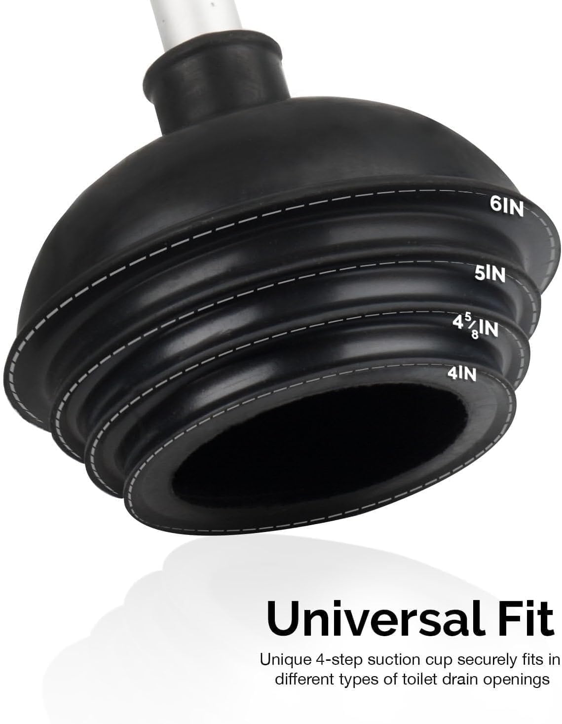 NEIKO 60166A plunger with 4-step suction captures clogs quickly from any angle.