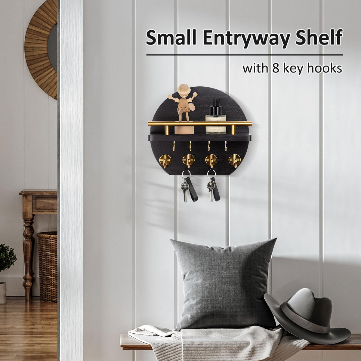 Nekon multi-purpose organizer for keys, leashes, and mail on a convenient wall mount.