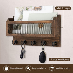 Nekon wall-mounted storage shelf brown helps declutter mail and small items