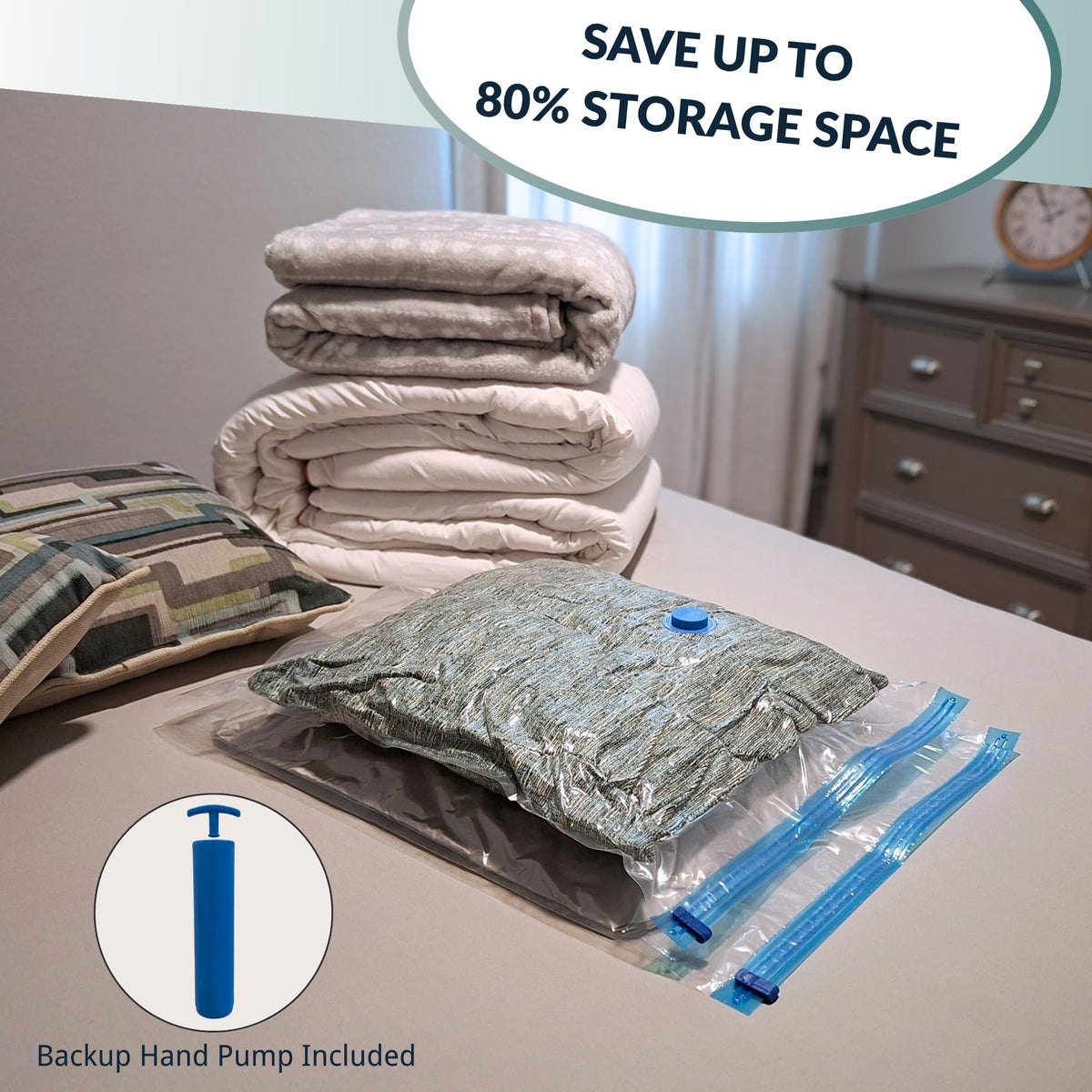 Nellivia mega jumbo XXL bedding bags compress a comforter efficiently