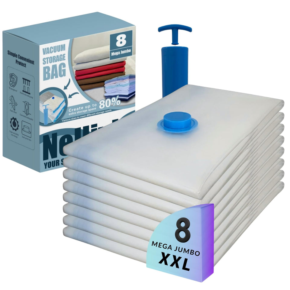 Nellivia space-saving vacuum bags with pump for clutter-free storage