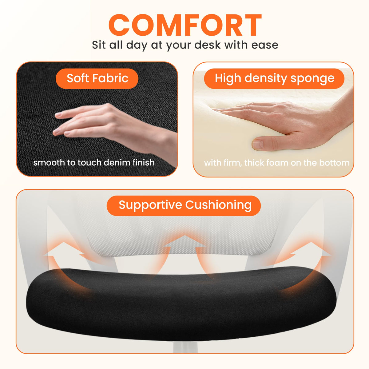 Neo Chair 360-degree swivel enables easy desk access.