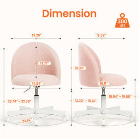 NEO CHAIR armless pink desk chair compact for small spaces