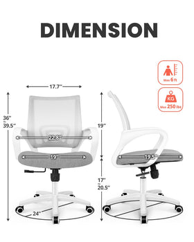 Neo Chair lumbar support helps maintain posture for extended computing and study.