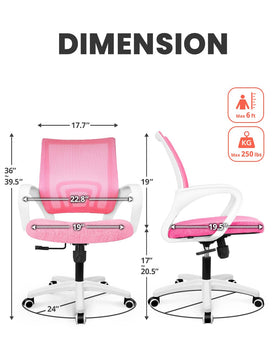 NEO CHAIR pink built-in lumbar support helps maintain healthy posture