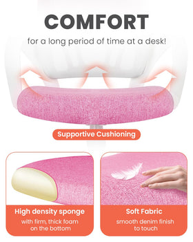 NEO CHAIR pink 360-degree swivel wheels enable easy desk movement