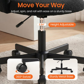 NEO CHAIR space-saving-armless-design fits small spaces without crowding work or makeup areas.