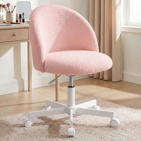 NEO CHAIR vanity chair pink teddy fabric for cozy makeup routines