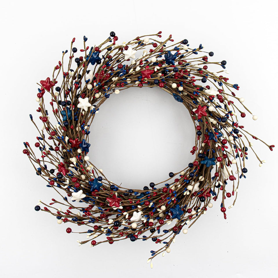 NeoL'artes patriotic wreath on front door adds festive curb appeal