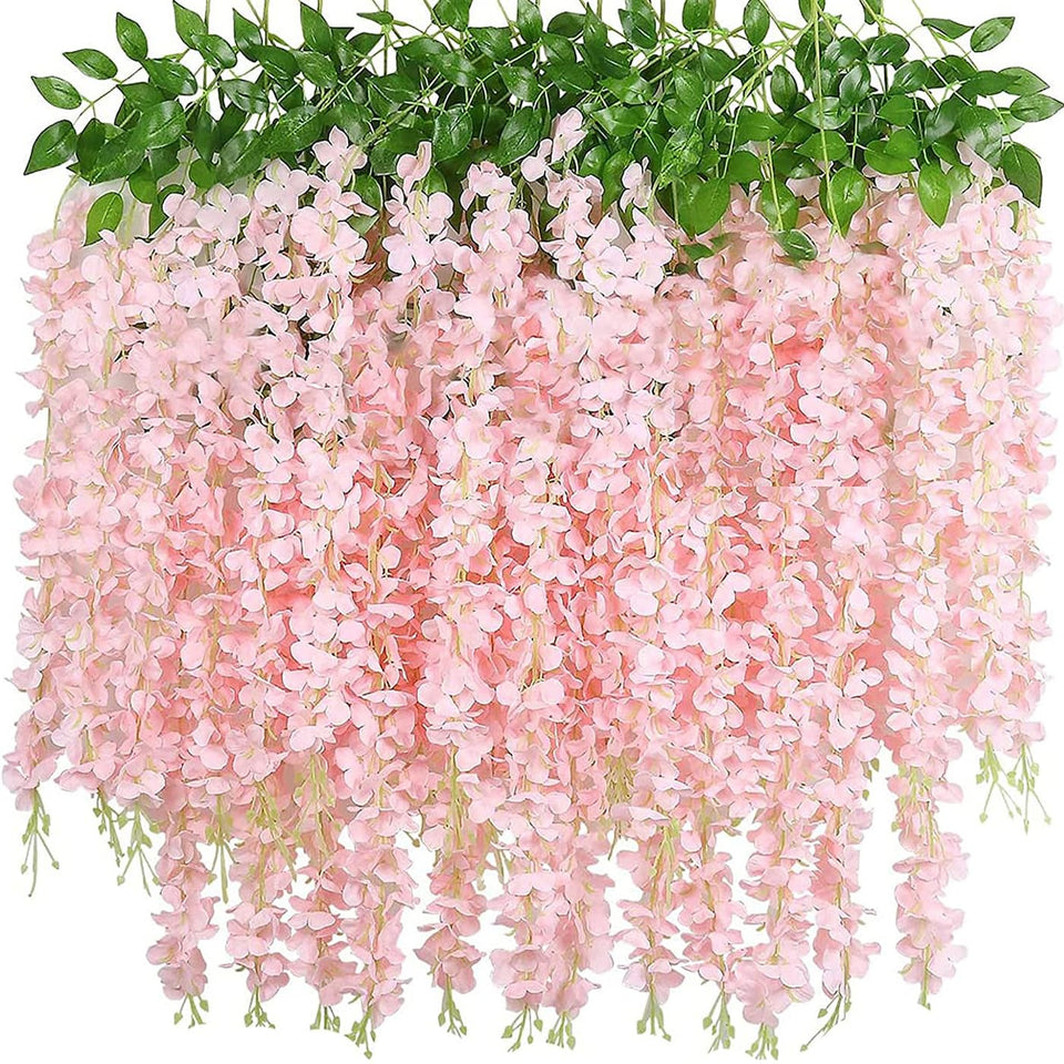 NEOONES wisteria garland close-up peach petals ideal for elegant backdrops.