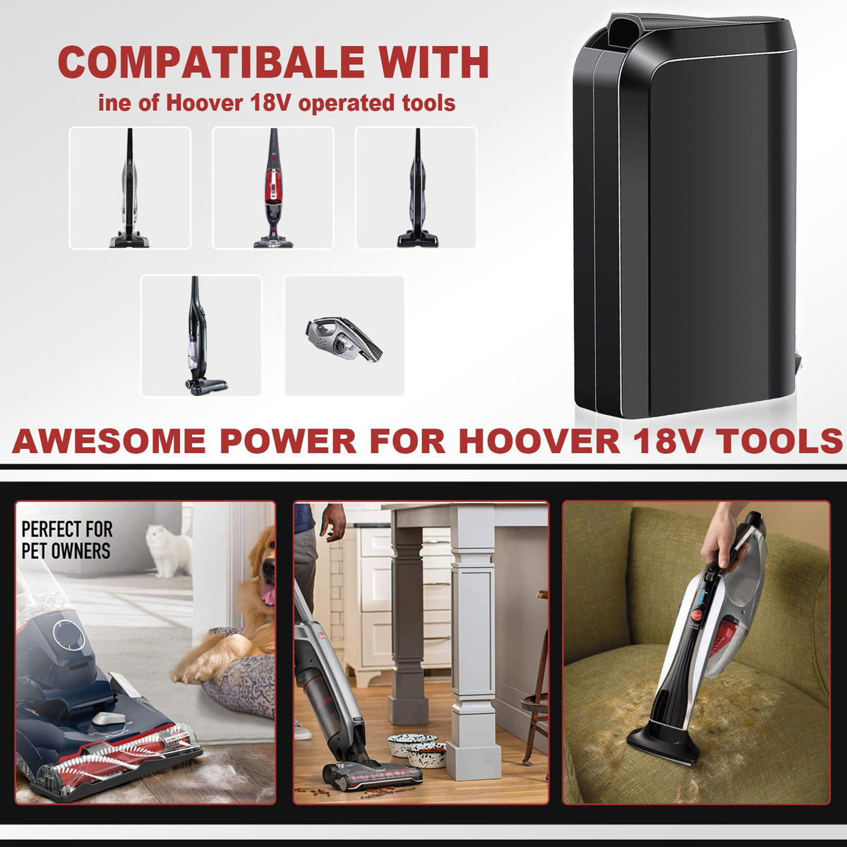 NEPOWILL 18V Linx battery easy install fits Hoover Linx vacuums.