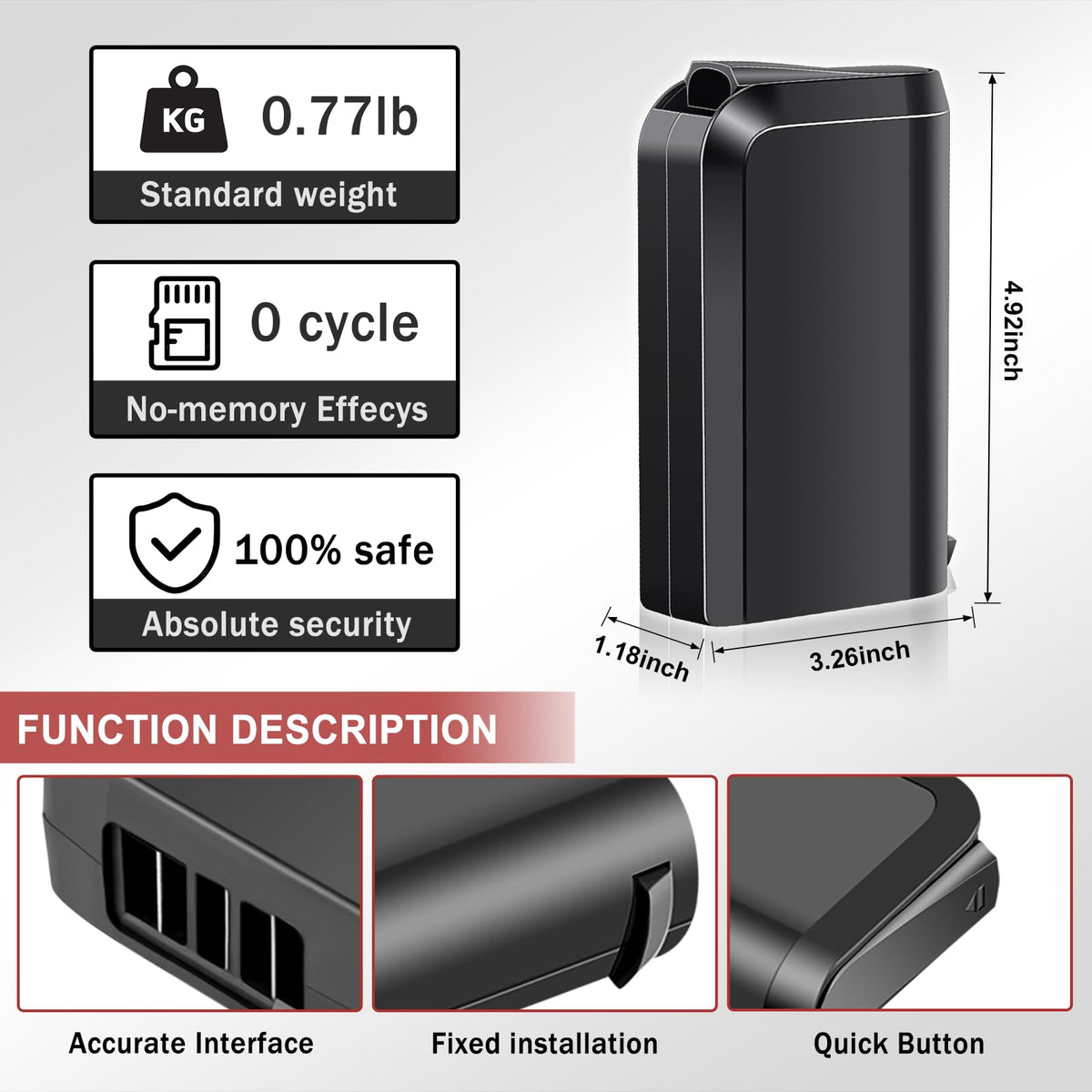 NEPOWILL Hoover Linx 18V battery side view shows compact profile.