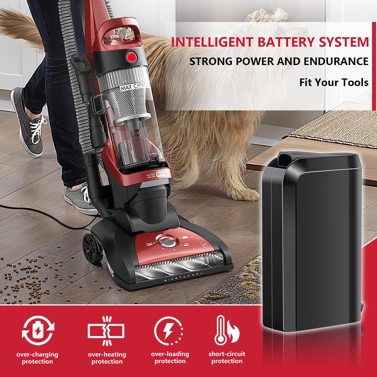 NEPOWILL replacement battery visual confirms Hoover Linx compatibility.