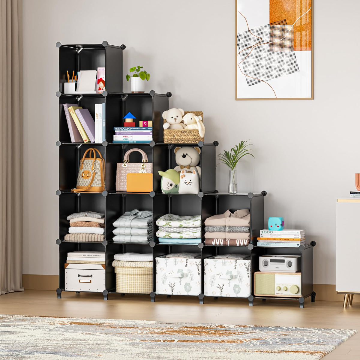 Neprock 16-cubby kids’ room storage keeps toys organized.