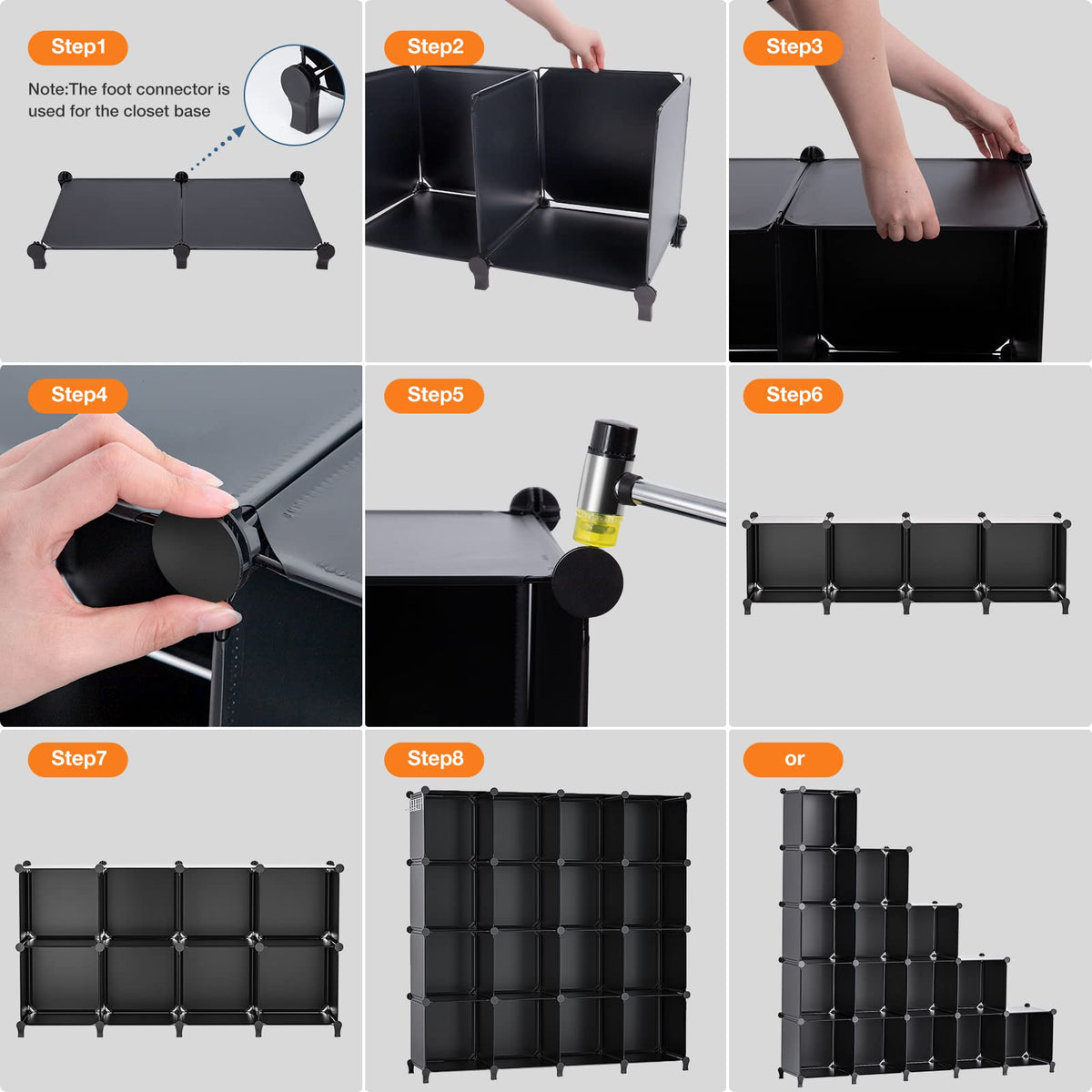 Neprock 16-cubby modern black finish blends with décor.