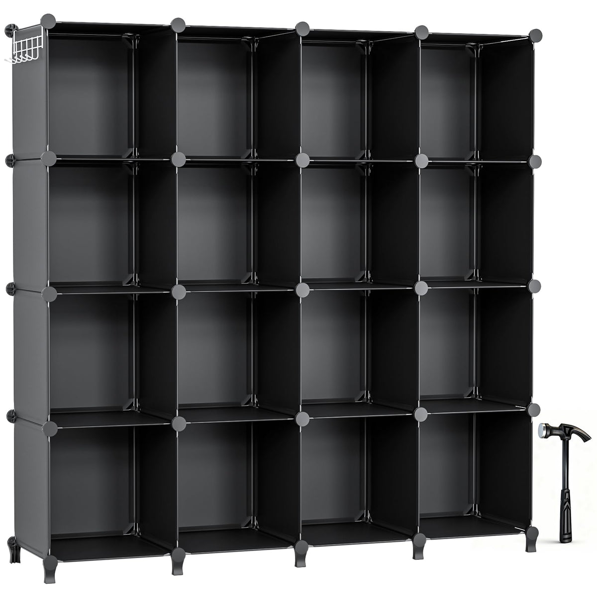 Neprock 16-cubby storage organizer shows a quick assembly guide.