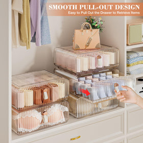 Neprock clear acrylic drawer provides quick access to lingerie.