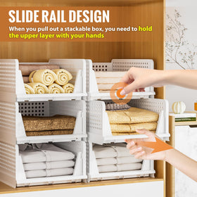 Neprock closet storage bin stacked demonstrates vertical storage in small spaces.