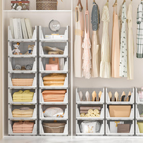 Neprock foldable storage bin closet shows compact design when not in use.