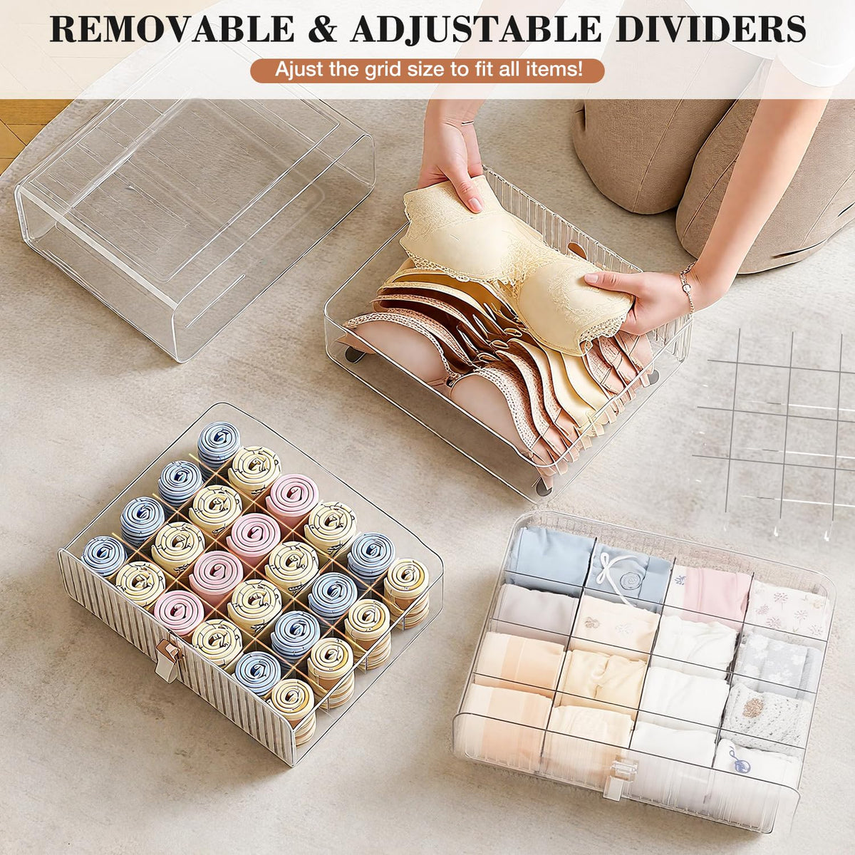 Neprock versatile organizer for socks, underwear, and scarves.