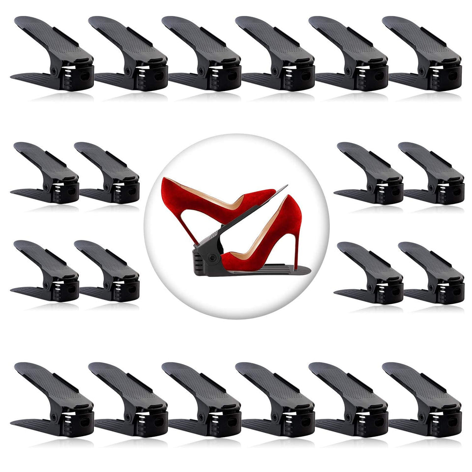 Neprock shoe rack adjustable-height closet view showing versatile fit for various shoes