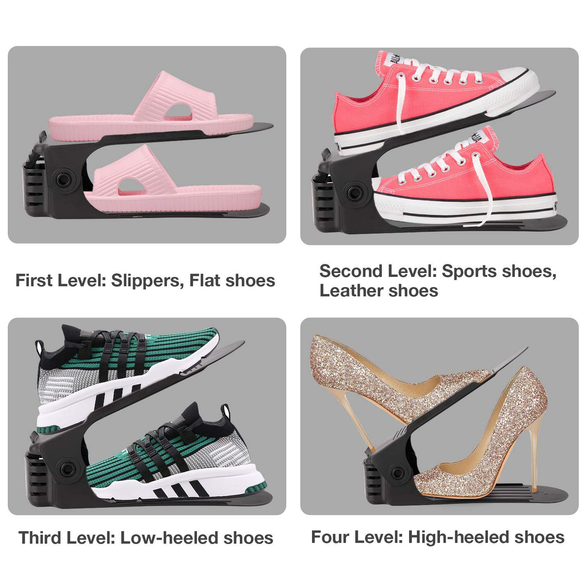 Neprock shoe rack anti-slip top flaps keep upper shoes secure and tidy