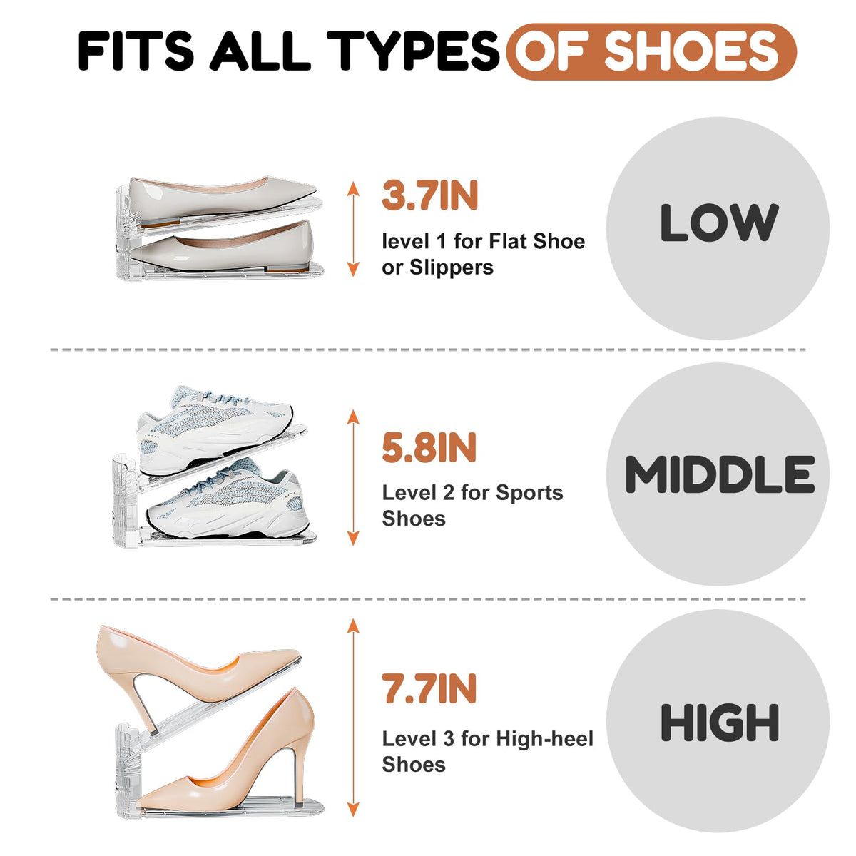 Neprock crystal-clear PET construction enhances aesthetics while supporting boots and sneakers