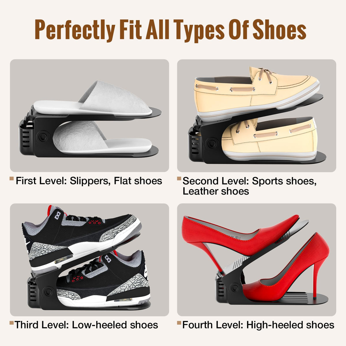 Neprock shoe slots organizer adjustable height fits various shoes.