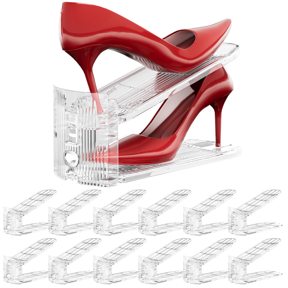 Neprock shoe slots organizer with clear stack for easy shoe visibility