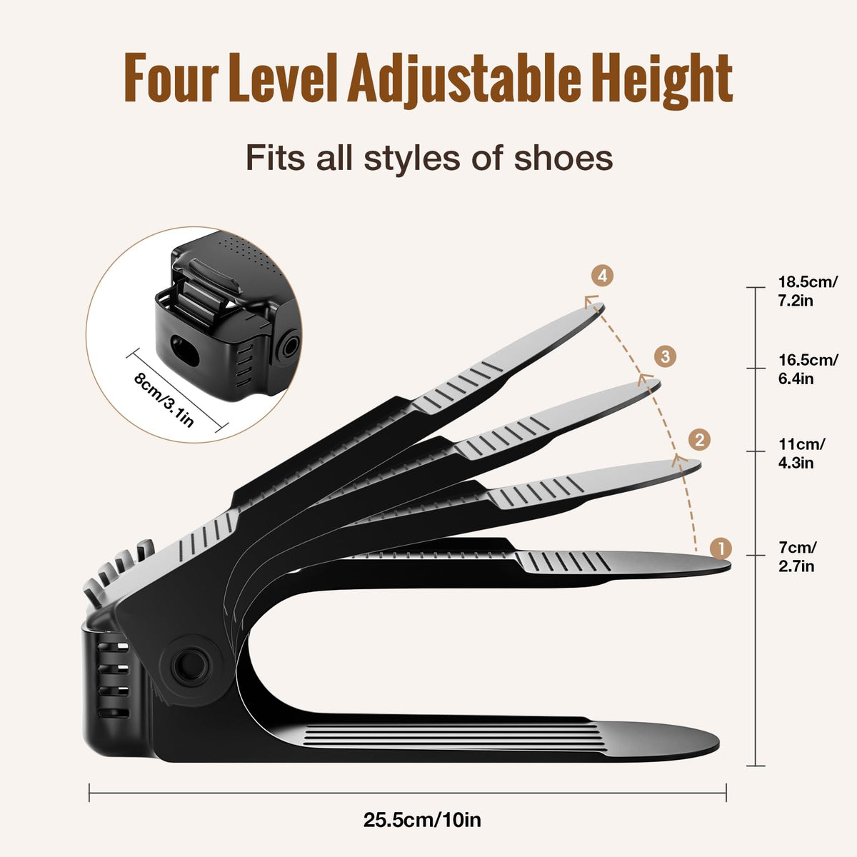 Neprock shoe slots organizer stacked two pairs for efficient storage.