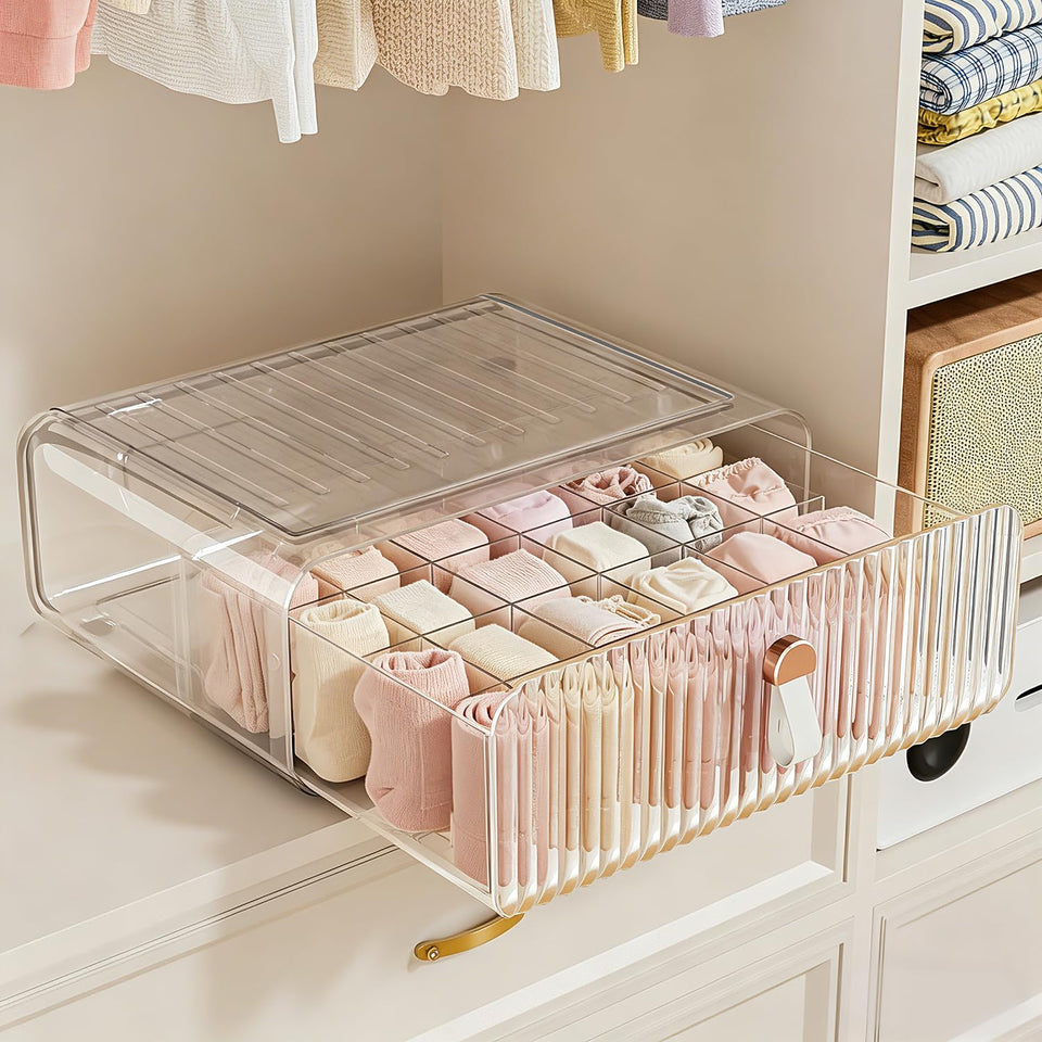Neprock sock-underwear drawer organizer with 24 compartments keeps outfits neatly sorted.