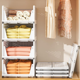 Neprock stackable drawers open 4-pack for easy access to clothing and accessories.