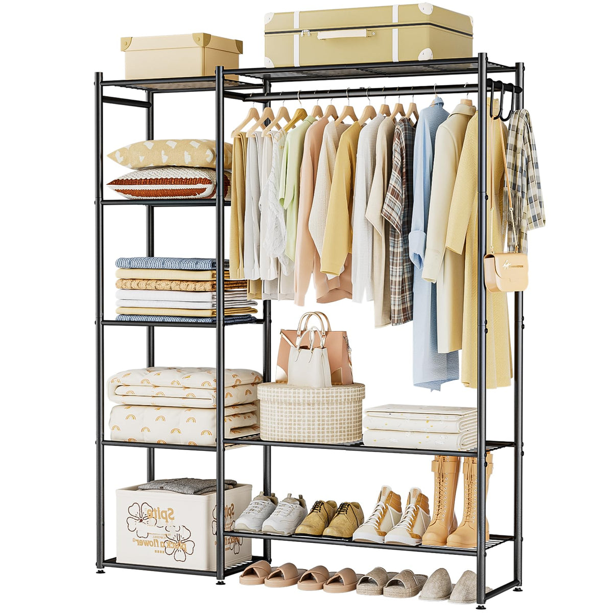 Neprock Wardrobe Closet with hanging-rod for quick daily outfit access.