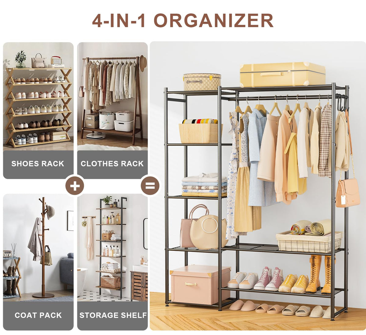 Neprock Wardrobe Closet top-space capable of holding suitcases or large bins.