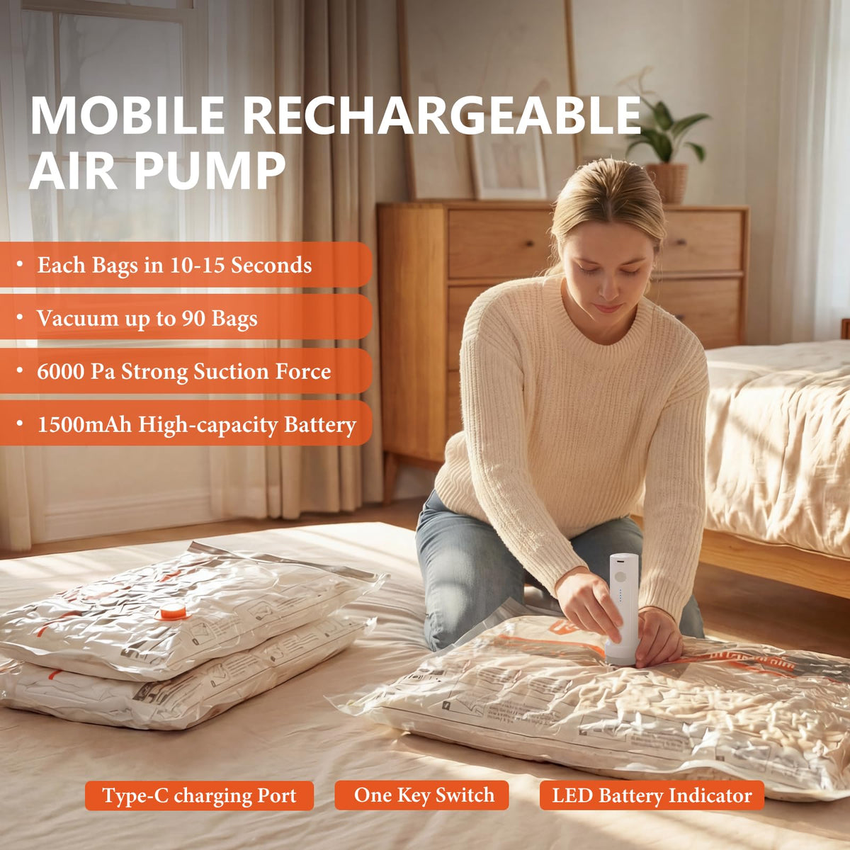 PA-PE material with airtight seal keeps contents protected.