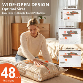 NESCCI vacuum bags wide opening design for quick item insertion and viewing.
