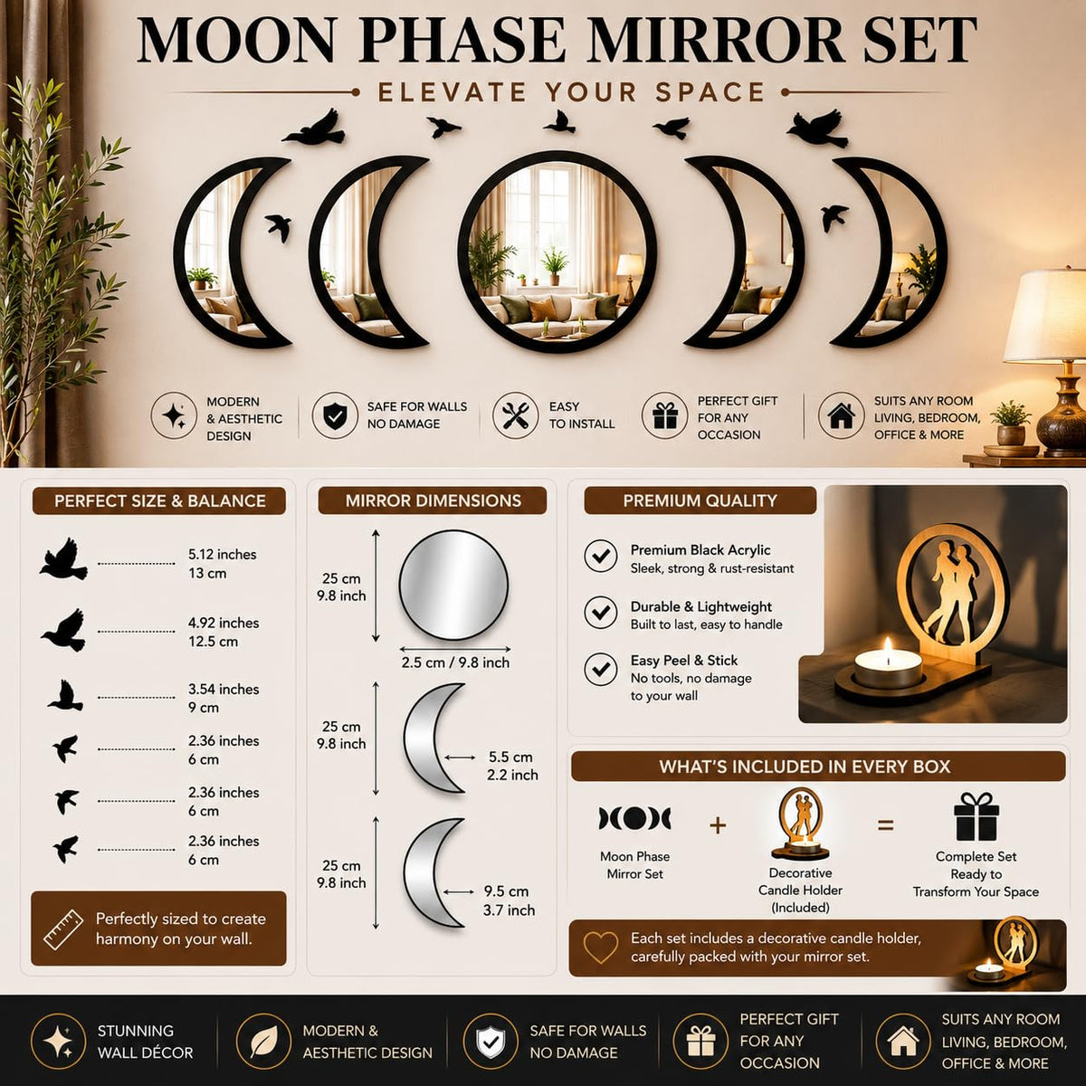 Great gift idea NESHE Moon Phase Mirror for moon lovers