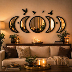 NESHE Moon Phase Mirror set with birds creates gothic focal point