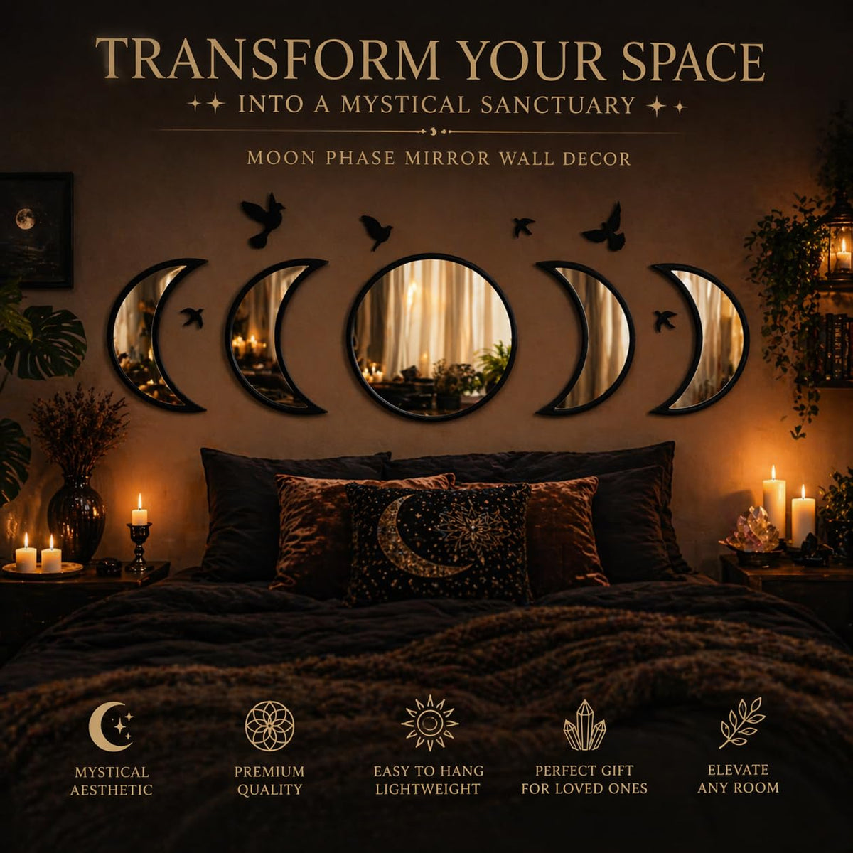NESHE Moon Phase Wall Decor adds Scandinavian-inspired reflective mood