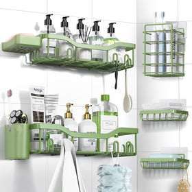NESOMI 7-pack shower caddies with adhesive for easy no-drill bathroom organization