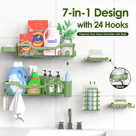 NESOMI bathroom storage shelf set fits shampoos, loofahs, and brushes neatly