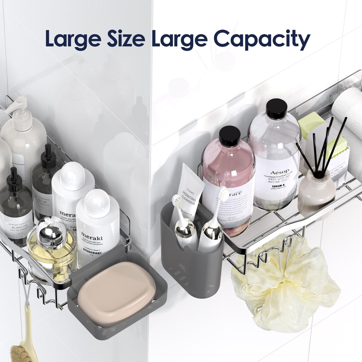 NESOMI inside bathroom usage, a stylish storage solution for corners.