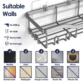 No-drill installation supports secure storage with up to 40 lbs.