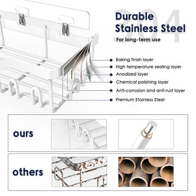 NESOMI no-drill installation guide illustrates tool-free setup for bathroom storage