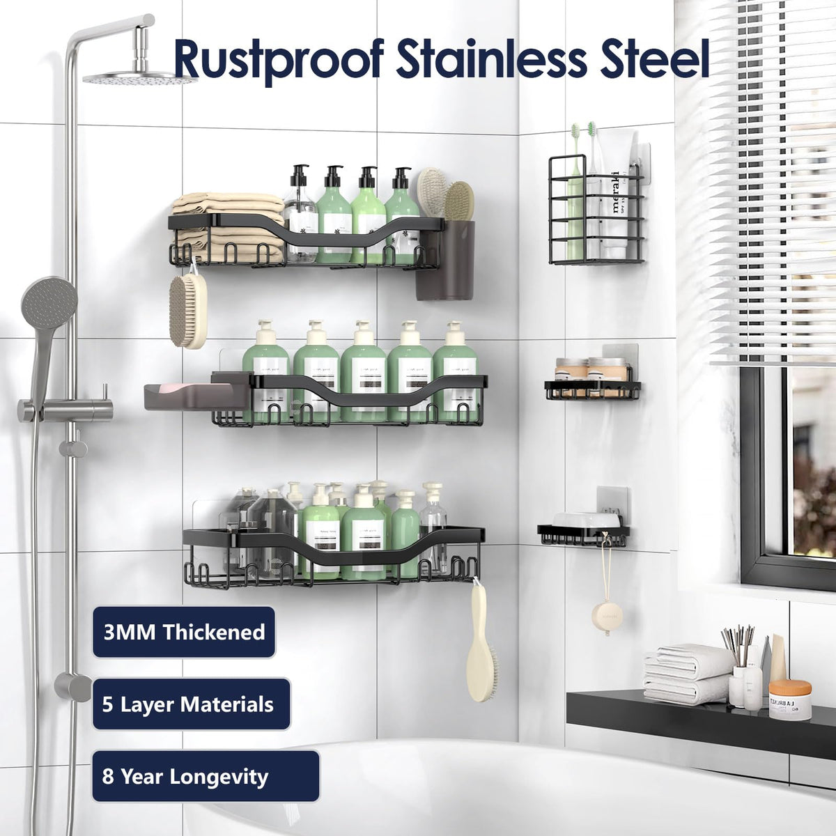 NESOMI package includes toothbrush holder and soap dishes for complete setup.